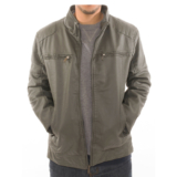Men’s Bomber Fleece-Lined Faux Leather Jacket – Gray – S