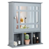 Wall-Mounted Bathroom Storage Medicine Cabinet with Mirrors – Grey