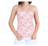Women’s Spandex Nylon Seamless Camisole Lace Top – Pastel Pink