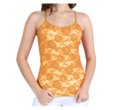 Women’s Spandex Nylon Seamless Camisole Lace Top – Mustard