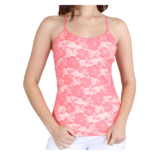 Women’s Spandex Nylon Seamless Camisole Lace Top – Coral