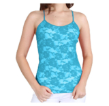 Women’s Spandex Nylon Seamless Camisole Lace Top – Teal