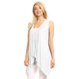 Women’s Lightweight Sleeveless Solid Open-Front Drape Vest Cardigan – White – Medium