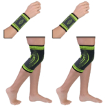 Flexible Stretch Joint Compression Sleeve Support Brace (Multi-Pack) – KNEE x2 – WRIST x2