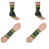 Flexible Stretch Joint Compression Sleeve Support Brace (Multi-Pack) – ANKLE x2 – WRIST x2