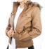Women’s Faux Leather Motorcycle Jacket with Hood – Brown – S