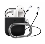 Premium Silicone Case Cover and Strap for AirPods 1 & 2 – Black