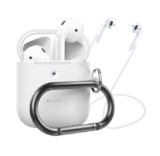 Premium Silicone Case Cover and Strap for AirPods 1 & 2 – White