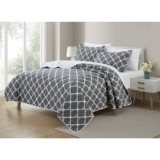 Bibb Home® 3-Piece Printed Reversible Quilt Set – King – White Trellis