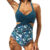 Women’s Tankini Monokini Swimsuit with Side Cutouts – BLUE FLORAL / S