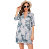 Women’s Pullover Swim Beachwear Cover-up Tunic Dress – GREY#1 / XXXL