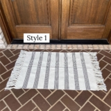 Woven Layering Rug – #1 White With Vertical Stipes