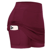 Women’s Active Skort with Inner Phone Pocket – WINE / XL