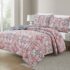 Bibb Home® 3-Piece Printed Reversible Quilt Set – King – White Trellis