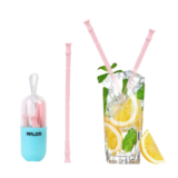 Foldable Silicone Drinking Straw – Pink