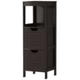 3-Tier Wooden Floor-Standing Storage Cabinet with Drawers – Brown
