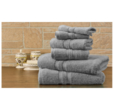 Bibb Home 100% Egyptian Cotton 6-Piece Towel Set – Solid – Grey