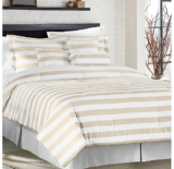 Horizontal Stripe 7-Piece Comforter Set – Queen – White/Taupe