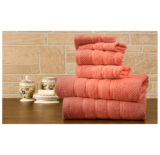 Bibb Home 100% Egyptian Cotton 6-Piece Towel Set – Popcorn – Coral