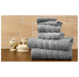 Bibb Home 100% Egyptian Cotton 6-Piece Towel Set – Popcorn – Grey