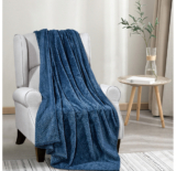 Chevron Jacquard Braided Oversized Throw Blanket – Blue