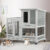 Gray and White Rolling Indoor/Outdoor Rabbit Hutch