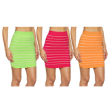 Women’s Striped Seamless Microfiber Slim Nylon Mini Skirt (2-Pack) – X-Large