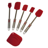 Le Chefâ„¢ Deluxe Stainless Steel Red Silicone 6-Piece Spatula Set