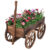 Rolling Wooden Wagon Flower Planter Box