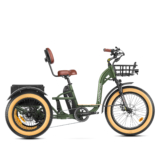 Addmotor Grandtan X Adults Electric Trike with Rear Shock Absorber | 750W Rear Motor | Fat Tire Electric Tricycle for Seniors | Army Green