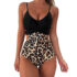 Women’s Tankini Monokini Swimsuit with Side Cutouts – BLACK LEOPARD / M