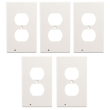 Round or Square Snap-on Outlet Plate with Built-in LED Night Lights (5-Pack) – Duplex (Rounded)