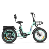 Addmotor Trike M-330 II Fat Tire Electric Trike for Adults 2024 Step-Thru Electric Tricycle with 750W Rear Motor, 48V*20AH Battery, Cyan Green