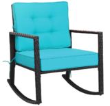 Outdoor Cushioned Rattan Rocking Chair – Turquoise