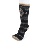GaaHuu Women’s 4x Brushed Pattern Thermal Socks – black diamond fairisle