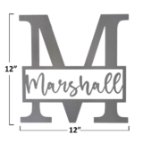 12- or 15-Inch Personalized Metal Family Monogram Last Name Sign – 12 inch Script Letter Monogram