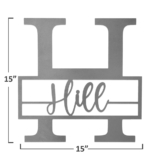 12- or 15-Inch Personalized Metal Family Monogram Last Name Sign – 15 inch Script Letter Monogram