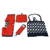 Le Chefâ„¢ 4-Piece Kitchen Tools Apron Set – Red Diamond Dot