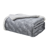 Sheradian Embossed Print Fleece/Sherpa Reversible Throw Blanket – Louvre – Grey