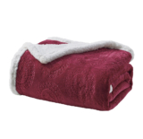 Sheradian Embossed Print Fleece/Sherpa Reversible Throw Blanket – Caesar – Burgundy
