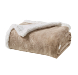 Sheradian Embossed Print Fleece/Sherpa Reversible Throw Blanket – Louvre – Taupe
