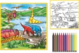 Kids’ Washable Coloring Mat with 12 Washable Markers – Dinosaurs 19.5â€x19.5â€