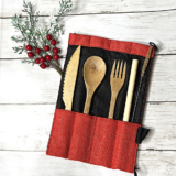 Jungle CultureÂ® HandcraftedÂ Reusable Bamboo Utensil and Straw Set – JCBAMBOOCTLRED