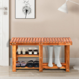 Wooden 3-Tier Freestanding Shoe Rack Bench