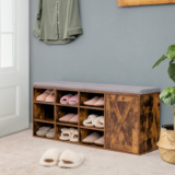 9-Cubby Shoe Bench with Padded Cushion