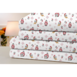 Bibb Home® 4-Piece Printed Cotton Flannel Sheet Set – Full – Red Penguin