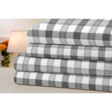 Bibb Home® 4-Piece Printed Cotton Flannel Sheet Set – King – Gray Tartan