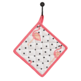 Colorful Cloth Pot Holder – #1 – Polka Dot Flamingo