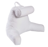 Backrest TV & Reading Pillow with Detachable Neck Bolster – White