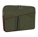 Crescent 14″ Nylon Laptop Sleeve with Leather Accents  – Green